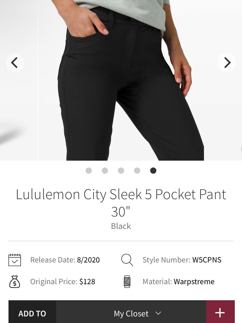 lululemon athletica Sleek Five-Pocket Trousers — Black